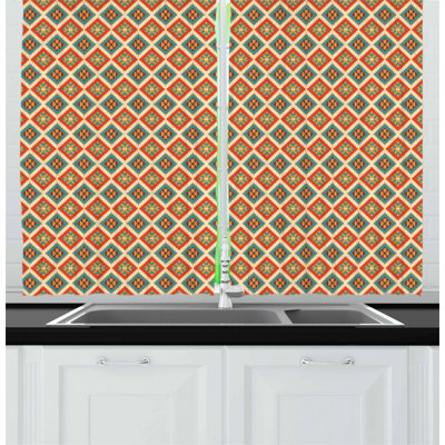 Mexican Geometric Tailored Kitchen Curtain