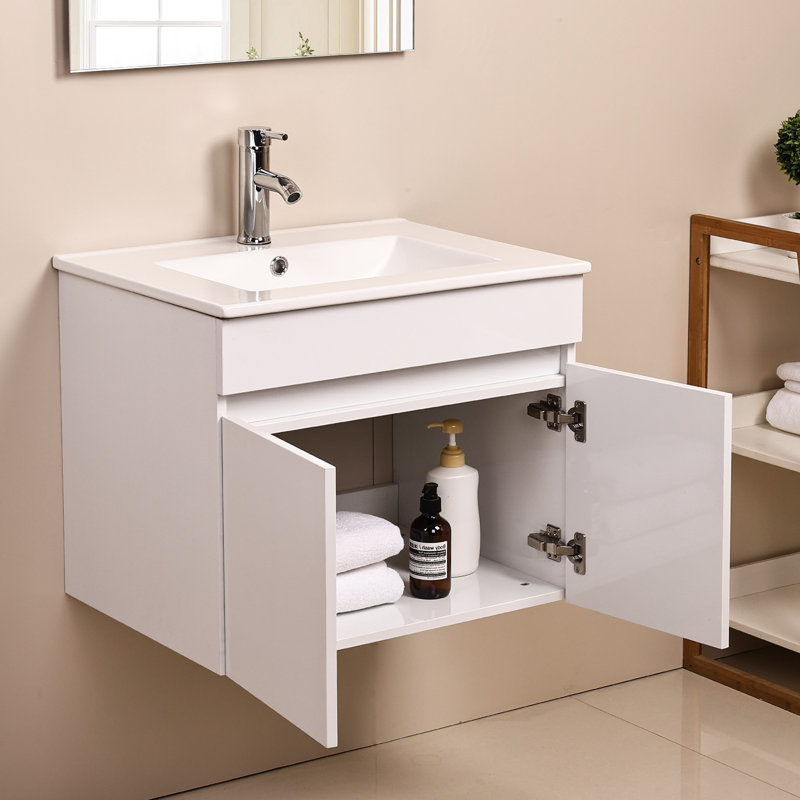 Meuble-lavabo simple 24 po avec comptoir en céramique