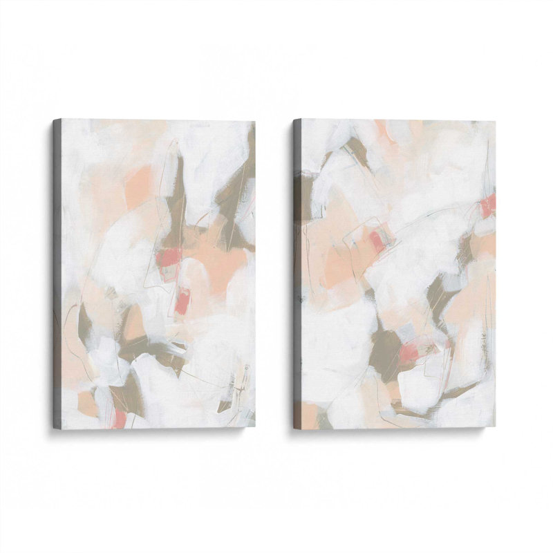 Hushed Pink Abstract Set of 2, 18" H x 24" W, Wrapped Canvas