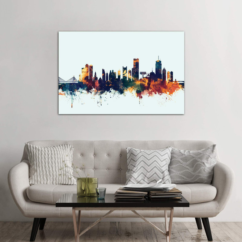 Boston, Massachusetts, USA II On Blue by Michael Tompsett - No Frame Print on Canvas, 101.6 cm H x 66.04 cm W x 3.175 cm D