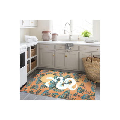 Tapis décoratif multicolore motif soleil et fleurs