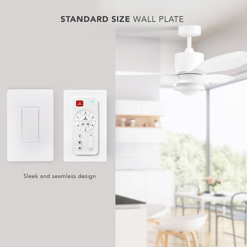 3-Blade LED Integrated Ceiling Fan with Remote Control and Brass Accents, White, 18.18" H x 48" W x 48" D