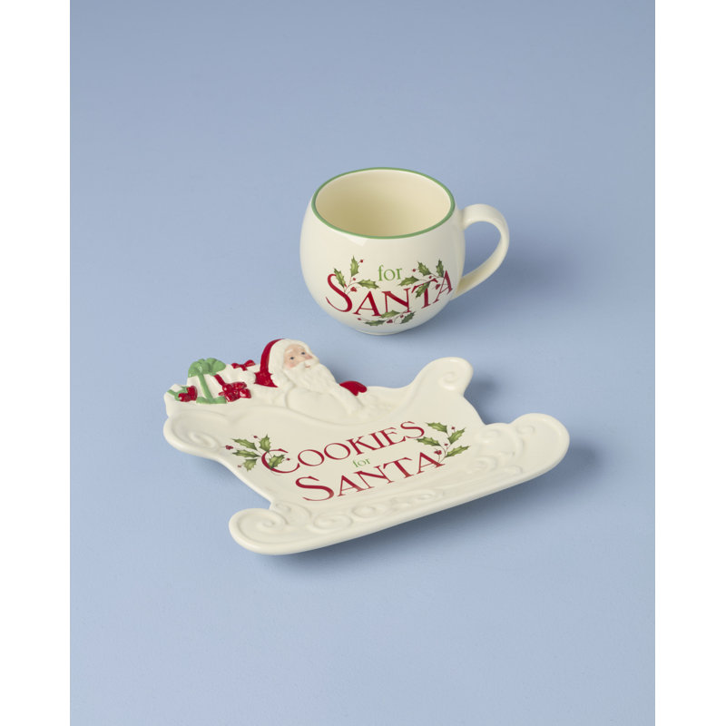 Ensemble de 2 biscuits des Fêtes et lait pour le Père Noël