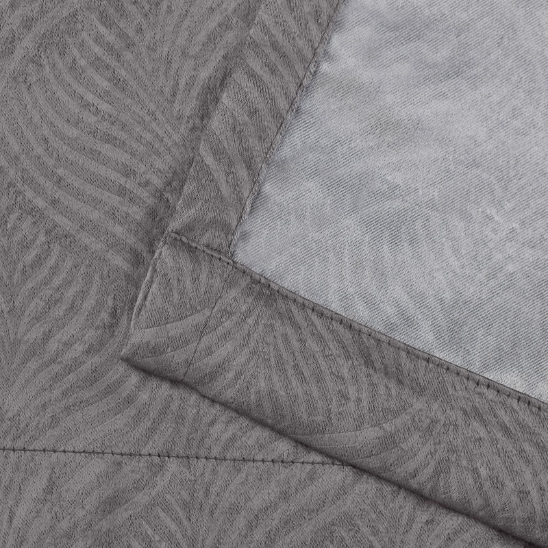 Vedder Geometric Pattern 100% Polyester Room Darkening Thermal Curtain Panels, 52" W x 108" L, Silver