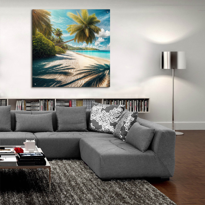  «Paradise Beach 5» par Rey Klimt, art mural en verre acrylique, 36 po x 36 po, H 36 po x l 36 po
