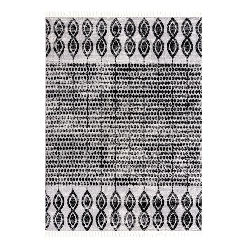 Tapis noir à motif géométrique Orlando, Rectangle 9 pi x 12 pi
