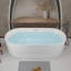 Baignoire autoportante linéaire en acrylique de 170 cm (67 po), blanc lustré, avec robinet de vidange chromé.