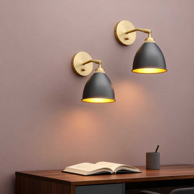 Applique murale rétro vintage, ensemble de 2 lampes de lecture à intensité variable avec interrupteur marche / arrêt, abat-jour ovale en métal pour éclairage mural intérieur