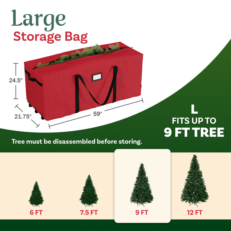 Sac de rangement roulant pour arbre de Noël, Rouge