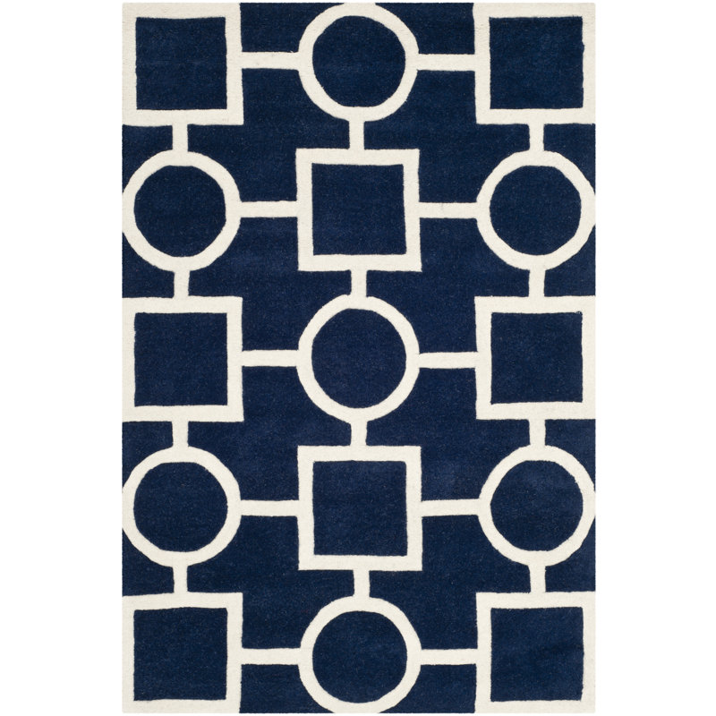 Teresita Hand Tufted Wool Geometric Rug, Rectangle 4' x 6'