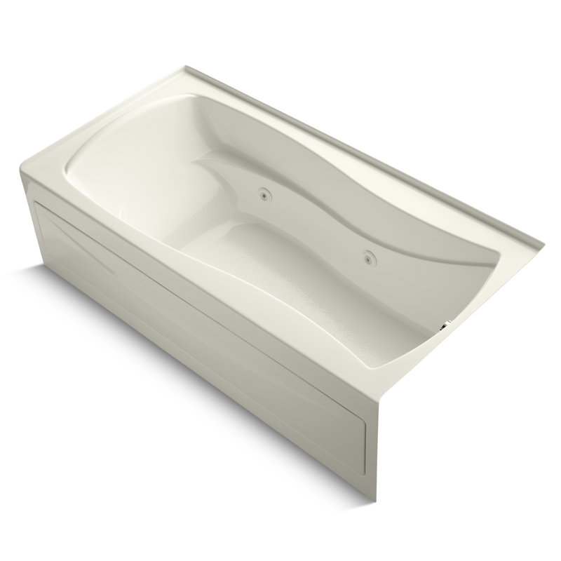 Mariposa 72" x 36" Alcove Whirlpool Acrylic Heater Bathtub, Biscuit, Right