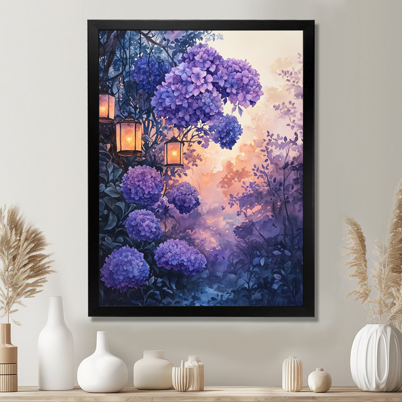 Barnes - Décoration murale florale, Reproduction encadrée d'une seule photo, H 44 po x l 34 po, Noir
