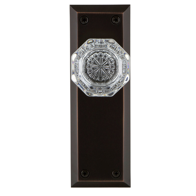 Plaque avec bouton de porte Waldorf New York, Bronze intemporel, 2-3/8 po