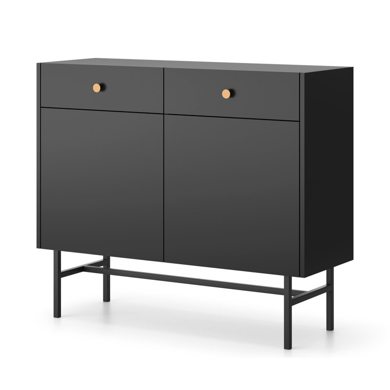 Divenos Two Door Sideboard With Drawers 104 cm, Black