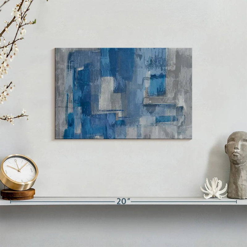 Gray And Blue Layers On Canvas Print, 8" H x 12" W x 1" D