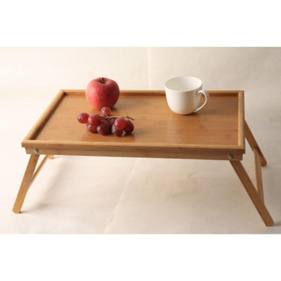 Bamboo With Folding Legs Serving Tray