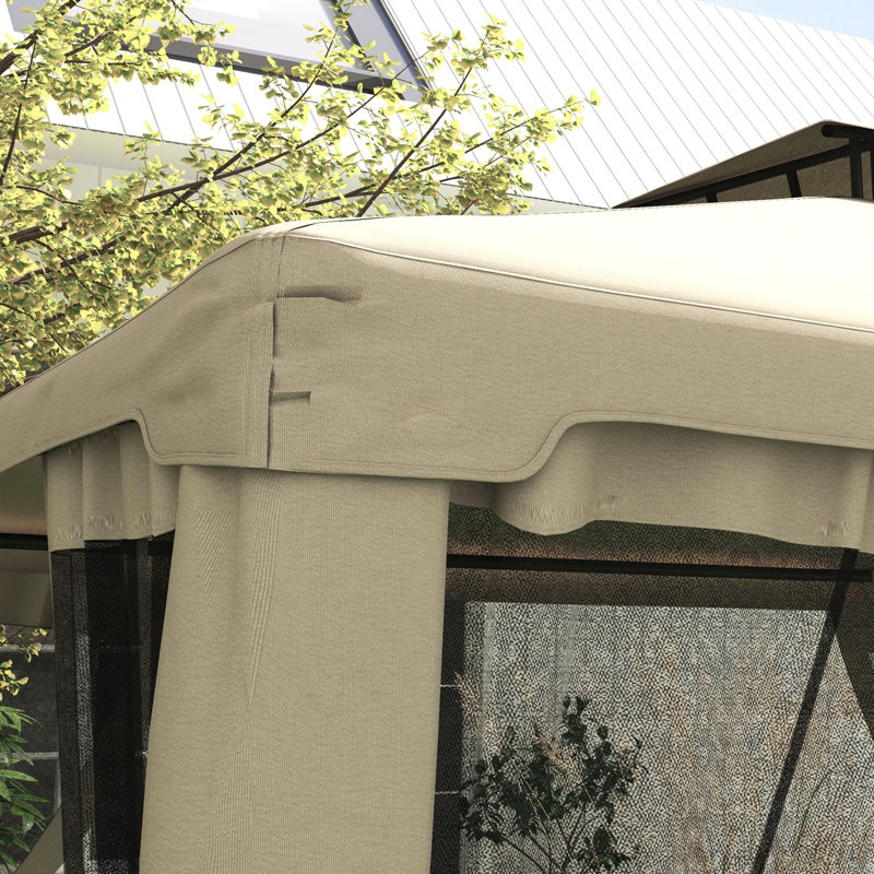 Patio Gazebo, Outdoor Canopy Shelter With 2-Tier Roof And Netting, Steel Frame For Garden, Lawn, Backyard, And Deck (Canopy)