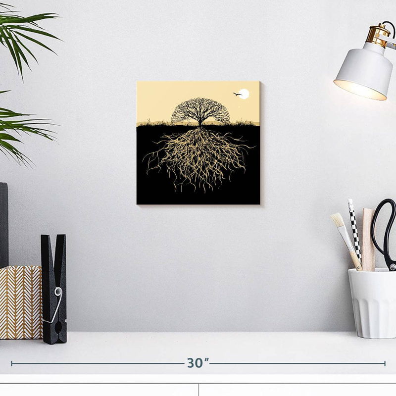 Silhouette d'un arbre Harnek avec des racines, H 10 po x l 10 po