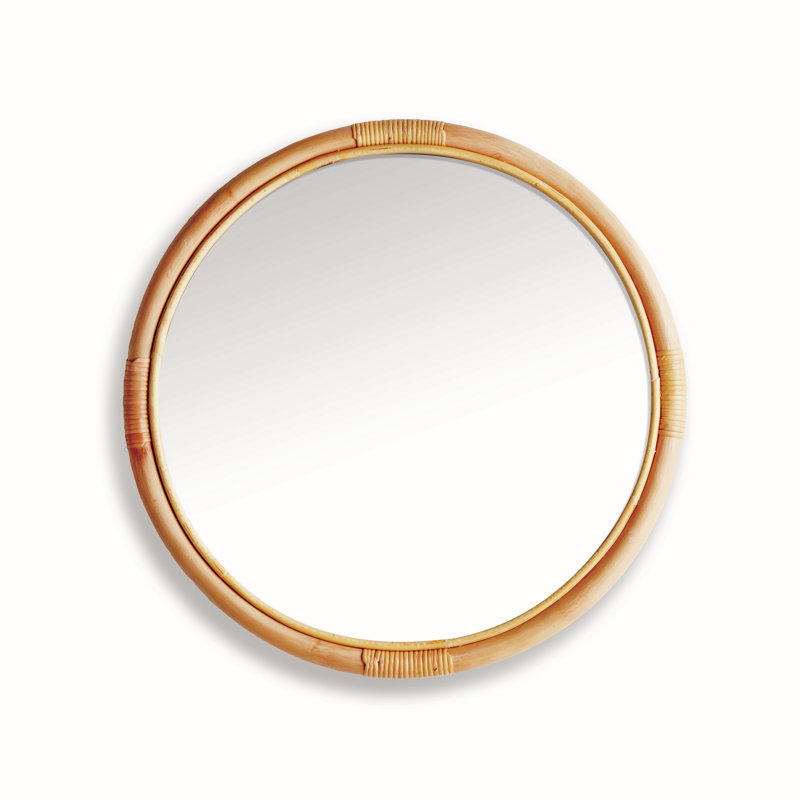 Petit miroir rond tissé en atelier Naturel, 20,5 po x 20,5 po
