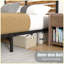 Structure de lit double avec tête de lit en bois, lit plateforme en métal robuste avec rangement sous le lit, support de lattes silencieux, aucun sommier requis, brun rustique et noir