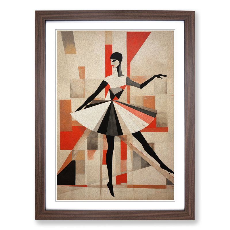 Ballet Dancer Constructivism No.3 - Single Picture Frame Print on Wood, 46cm H x 34cm W x 2cm D, Walnut