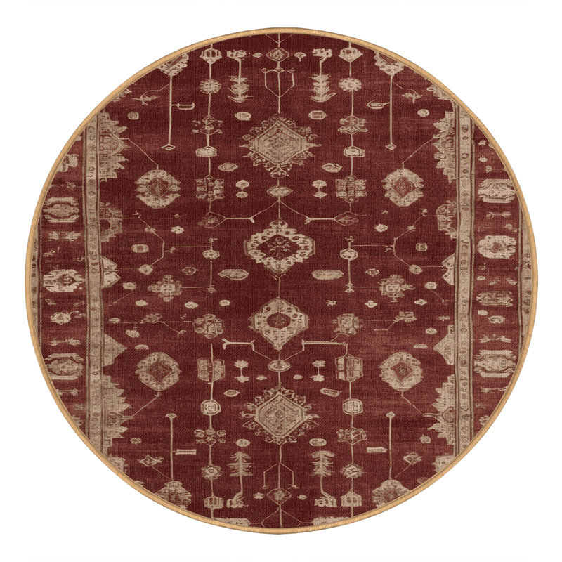 Tapis brun lavable à la machine, Rond 5 pi