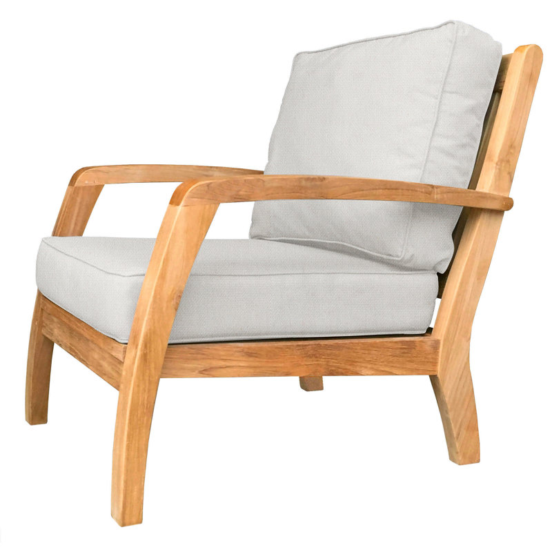 Ortega Teak Outdoor Lounge Chair, Canvas Natural Sunbrella® Canvas