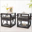 Ensemble de 2 tables de bout modernes avec tiroir - Tables de chevet pour chambre à coucher et salon, panneau de fibres à densité moyenne en bois naturel et plateau en verre trempé, style industriel-939289897