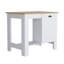 Îlot de cuisine moderne, armoire simple porte, tablette blanc / macadamia