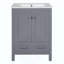 Meuble-lavabo de salle de bain avec lavabo encastré intégré, armoire de rangement, portes à fermeture en douceur, tiroir divisé et tablette à double couche pour un rangement polyvalent-2017439281