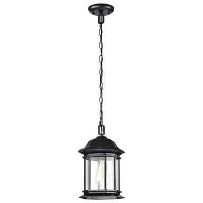 Lanterne suspendue d'extérieur Dacchille - 1 lumière - Finition noir mat - Verre transparent