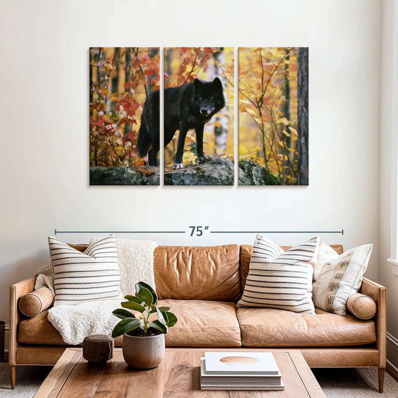 Autumn Black Wolf, 36" H x 57" W