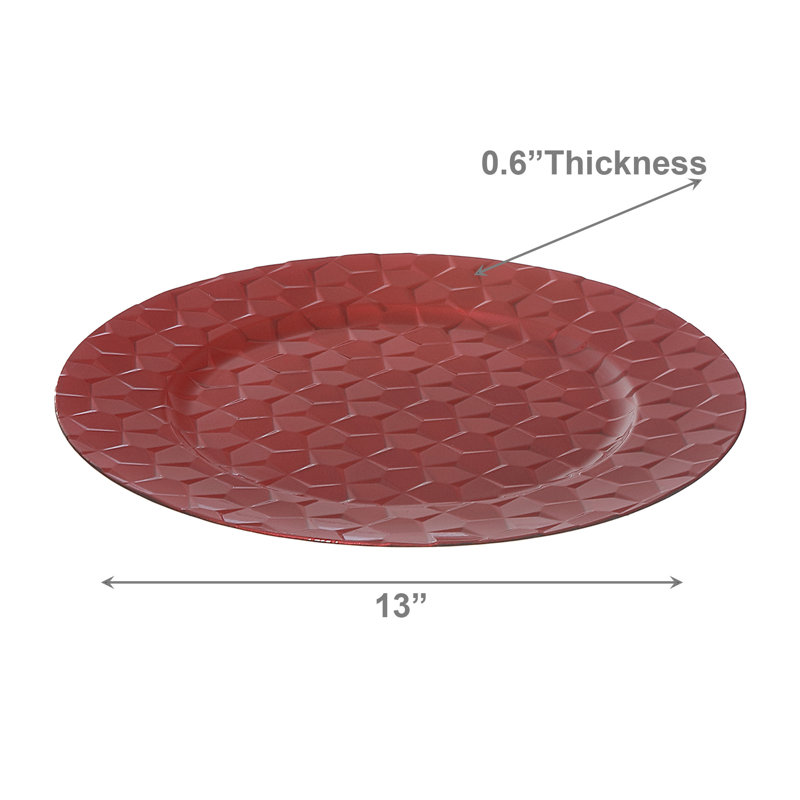 Assiette de présentation rouge 13 "Marlee Pentagon - ensemble de 6, Rouge