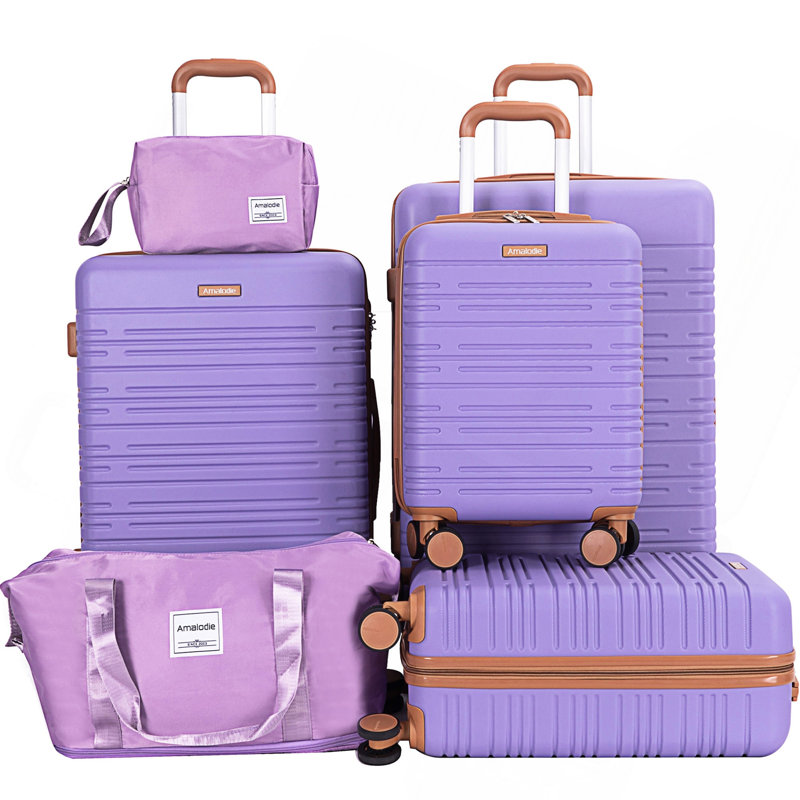 Ensemble de 6 valises, valise rigide de voyage en ABS avec serrure TSA