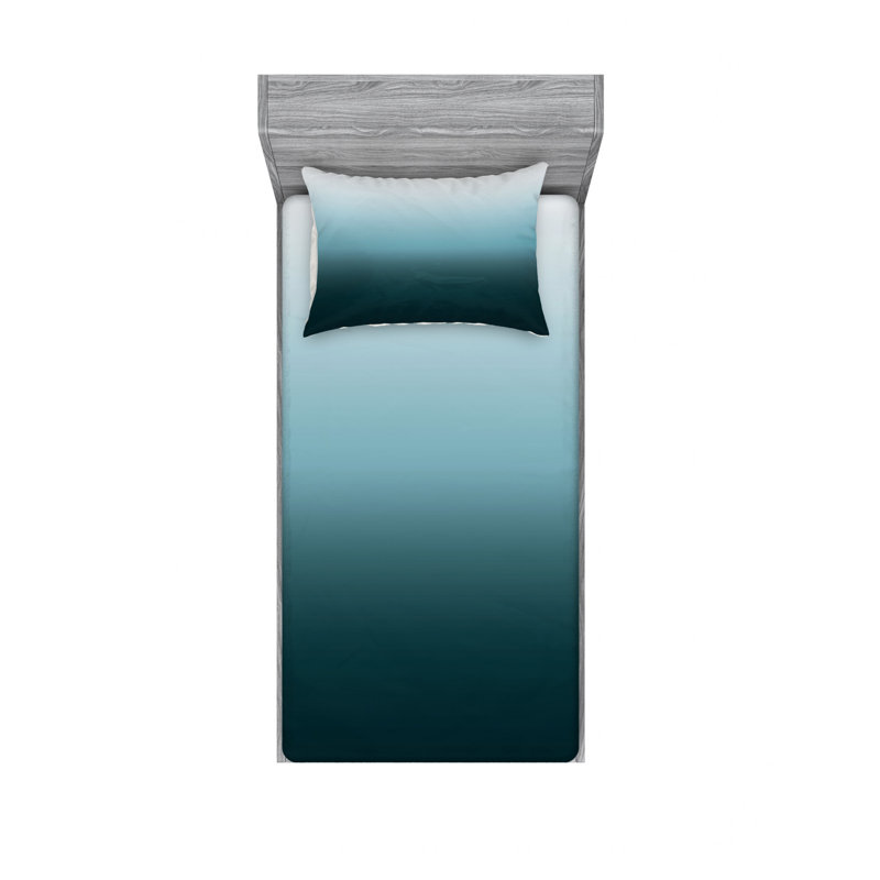 Microfiber Ombre Sheet Set, Twin Sheet Set with Fitted Sheet, Teal/Blue