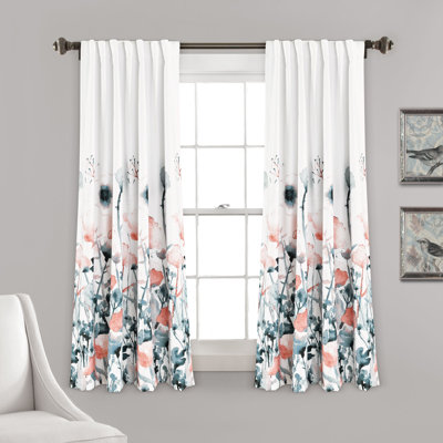 Panneaux de rideaux à motif floral obscurcissants et thermiques avec passe-tringle Zuri