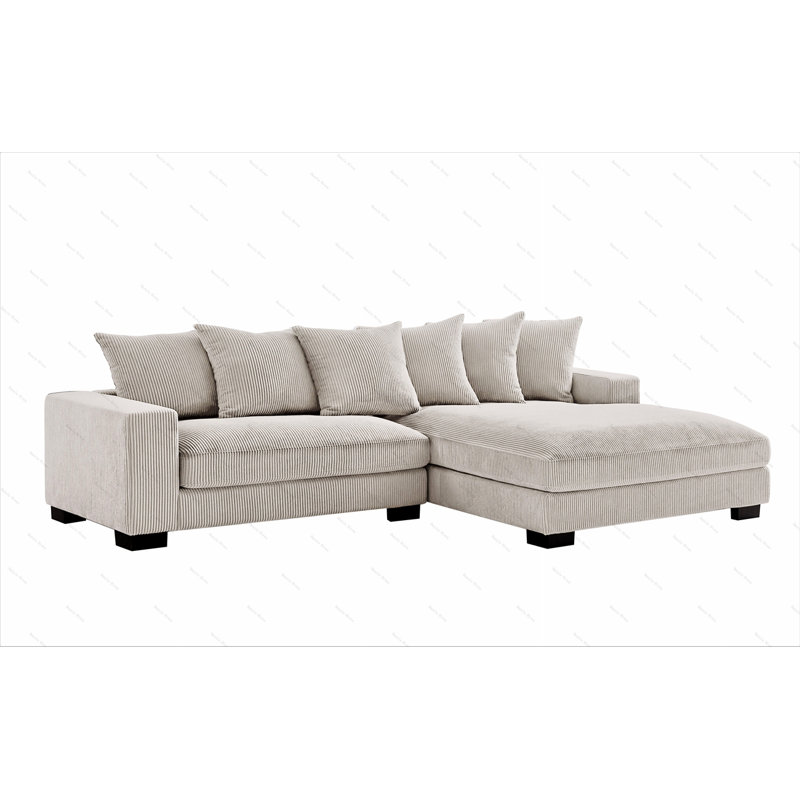 Morghan Corduroy L-Shaped Sectional, Left Hand Facing, Ivory Corduroy