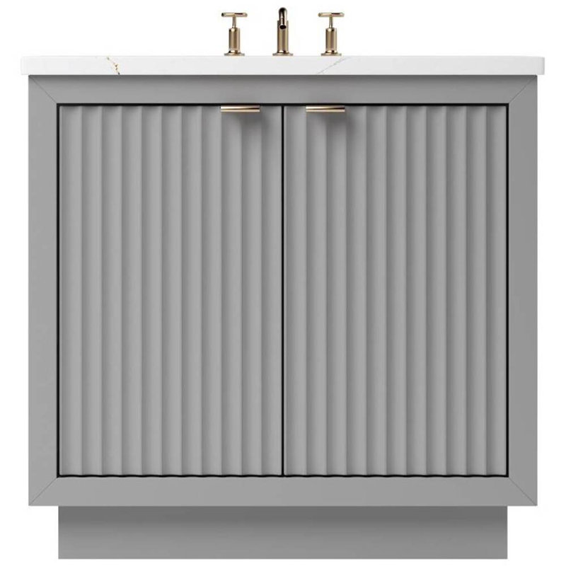 Lecrieú Single Bath Vanity, Platinum Gray, Rose Gold, 48"