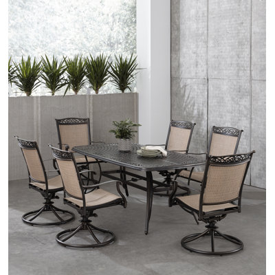 Bucher 6 - Person Patio Dining Set with Rectangular Table