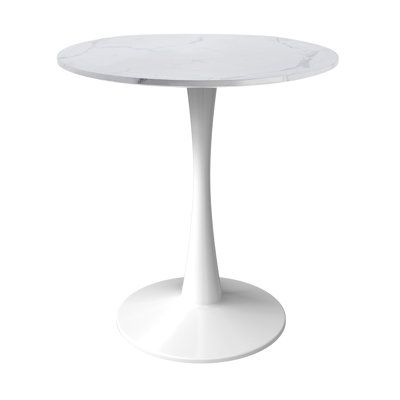 Table de salle à manger Bristol moderne avec plateau en panneau de fibres à densité moyenne et piédestal en acier inoxydable