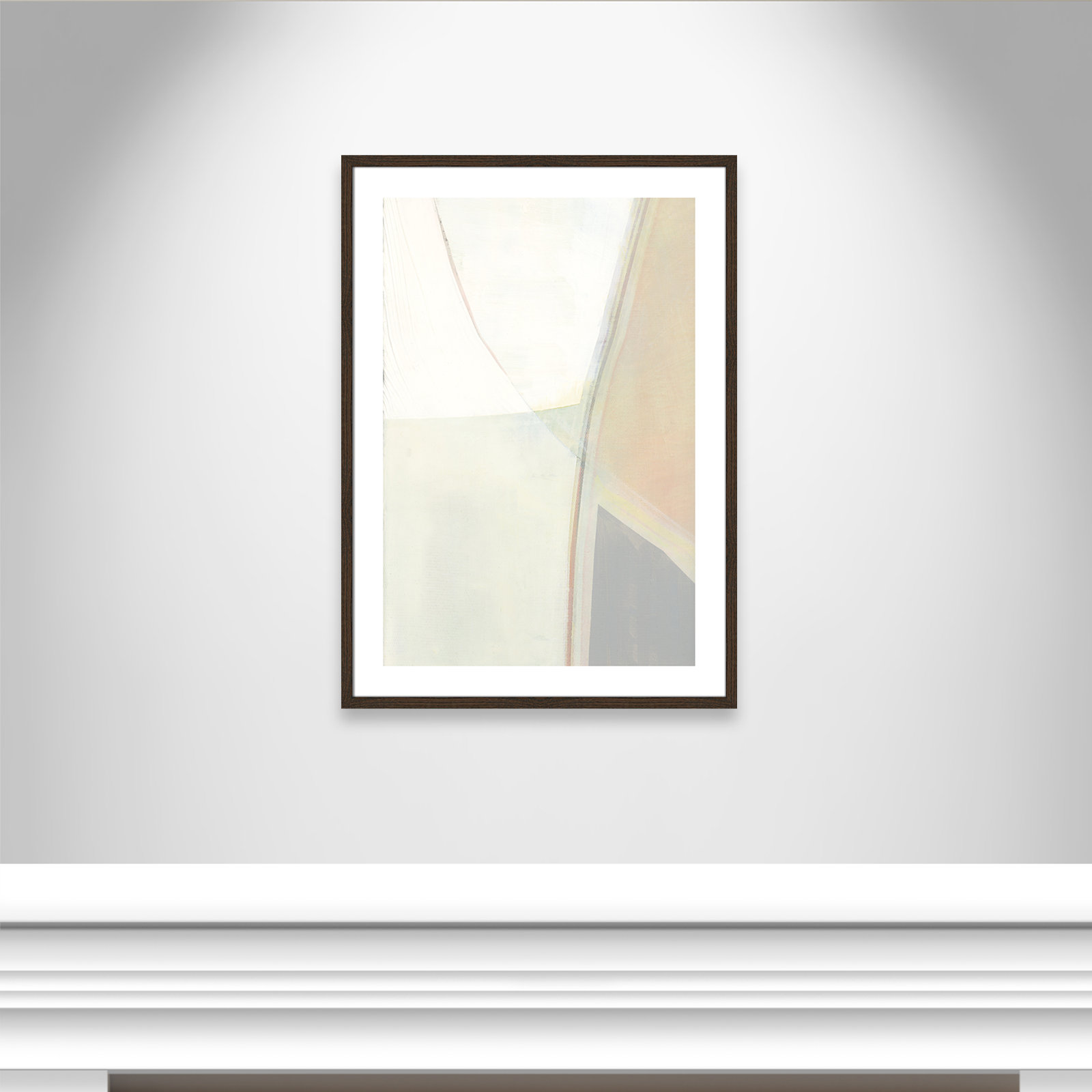 Alexandria "In Neutral II" Painting by Cartissi, 35.5" H x 25.5" W x 0.75" D, Walnut Wood Framed Paper