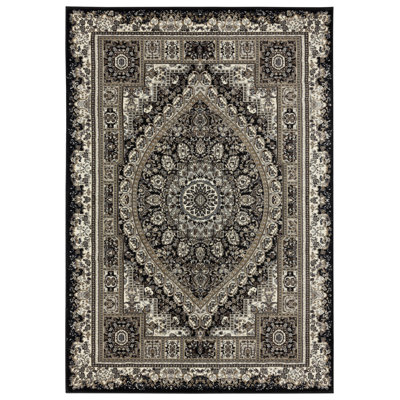 Tapis noir / crème Devansh