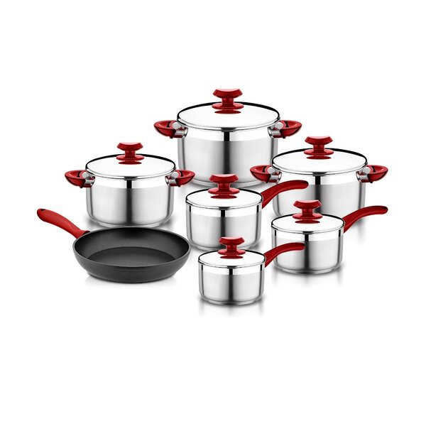 YBM Home 18/10 Tri-Ply Stainless Steel Pots and Pans Cookware Set