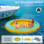 8 Ft Round Inflatable Floating Dock Hammock With Carrying Bag & Detachable Ladder, Yellow And Bright Mint Green