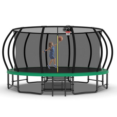 Trampoline de citrouille d'extérieur de 16 pi avec revêtement courbé résistant à la rouille