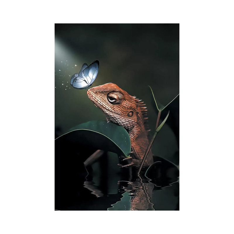 The Iguana & Butterfly by Zenja Gammer - Print on Canvas, Wrapped Canvas, 101.6 cm H x 66.04 cm W x 1.91 cm D