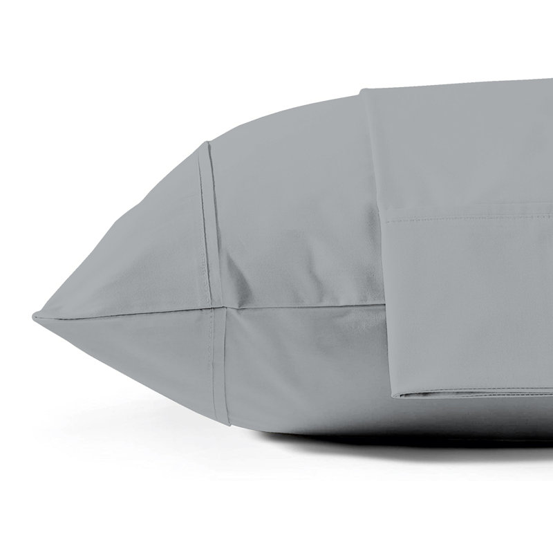 Sharyan 100% Cotton Percale Pillow Case, Light Gray