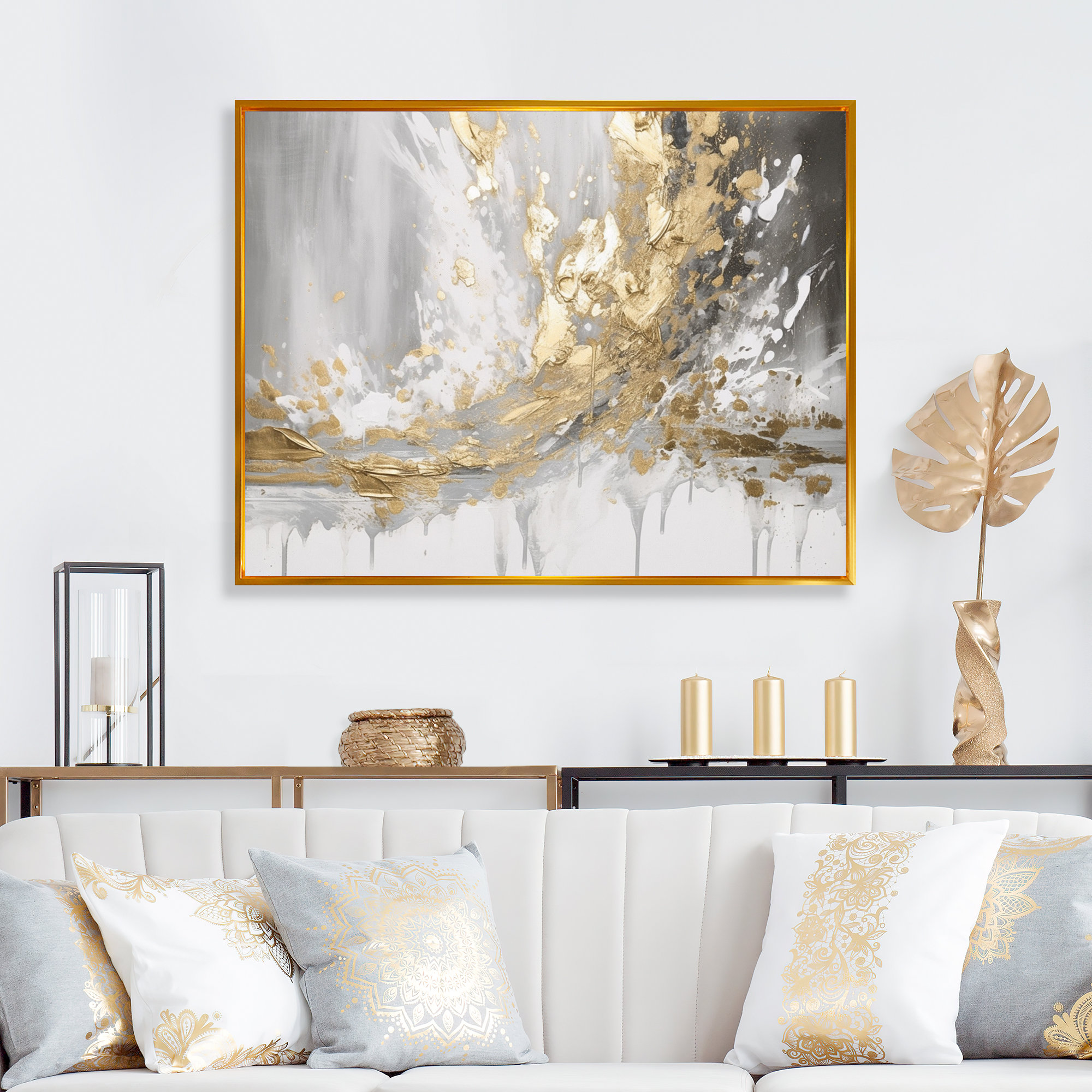 Willa Arlo Interiors Black, White And Gold Liquid Art I On Canvas