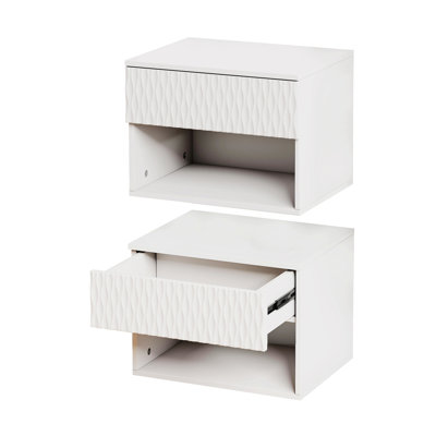 Bedroom Nightstand, Set of 2 Nightstand with Drawer, Open Storage Shelf for Bedroom