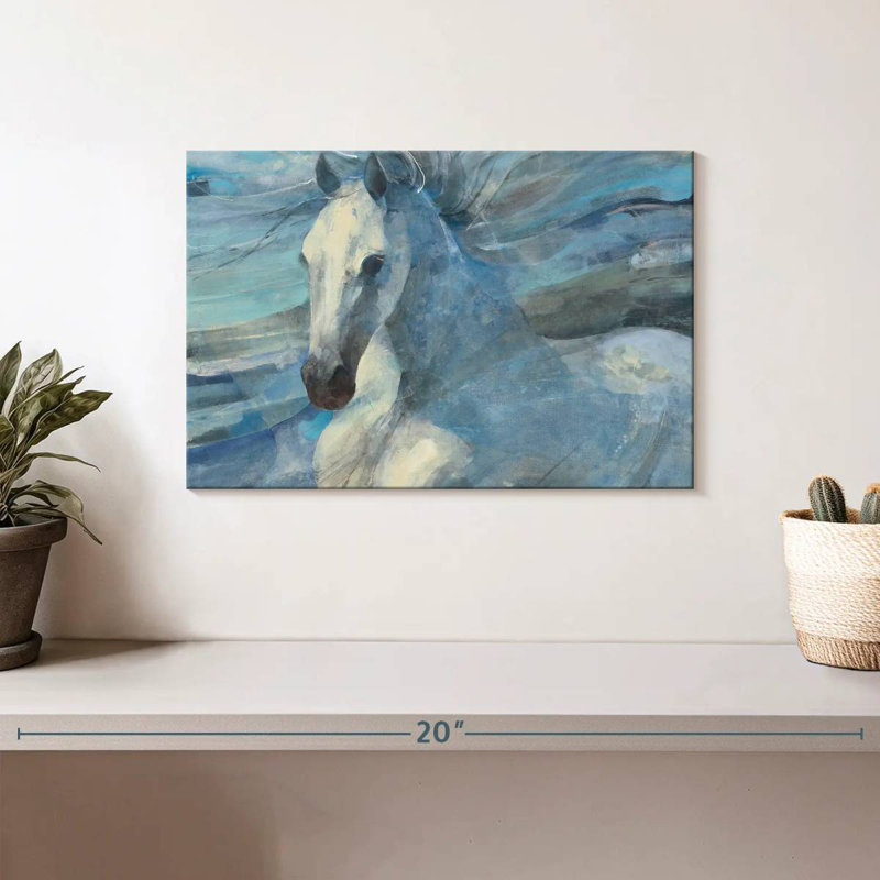 Illustration du cheval blanc Brampt, H 8 po x l 12 po
